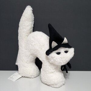 NEW RARE Pottery Barn Halloween Witchy Cat Shaped Pillow 13" w x 16" h